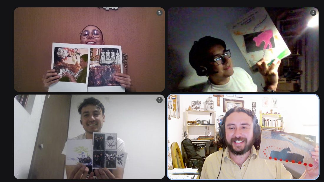 Sesión en línea del laboratorio con participantes mostrando sus fotografías intervenidas