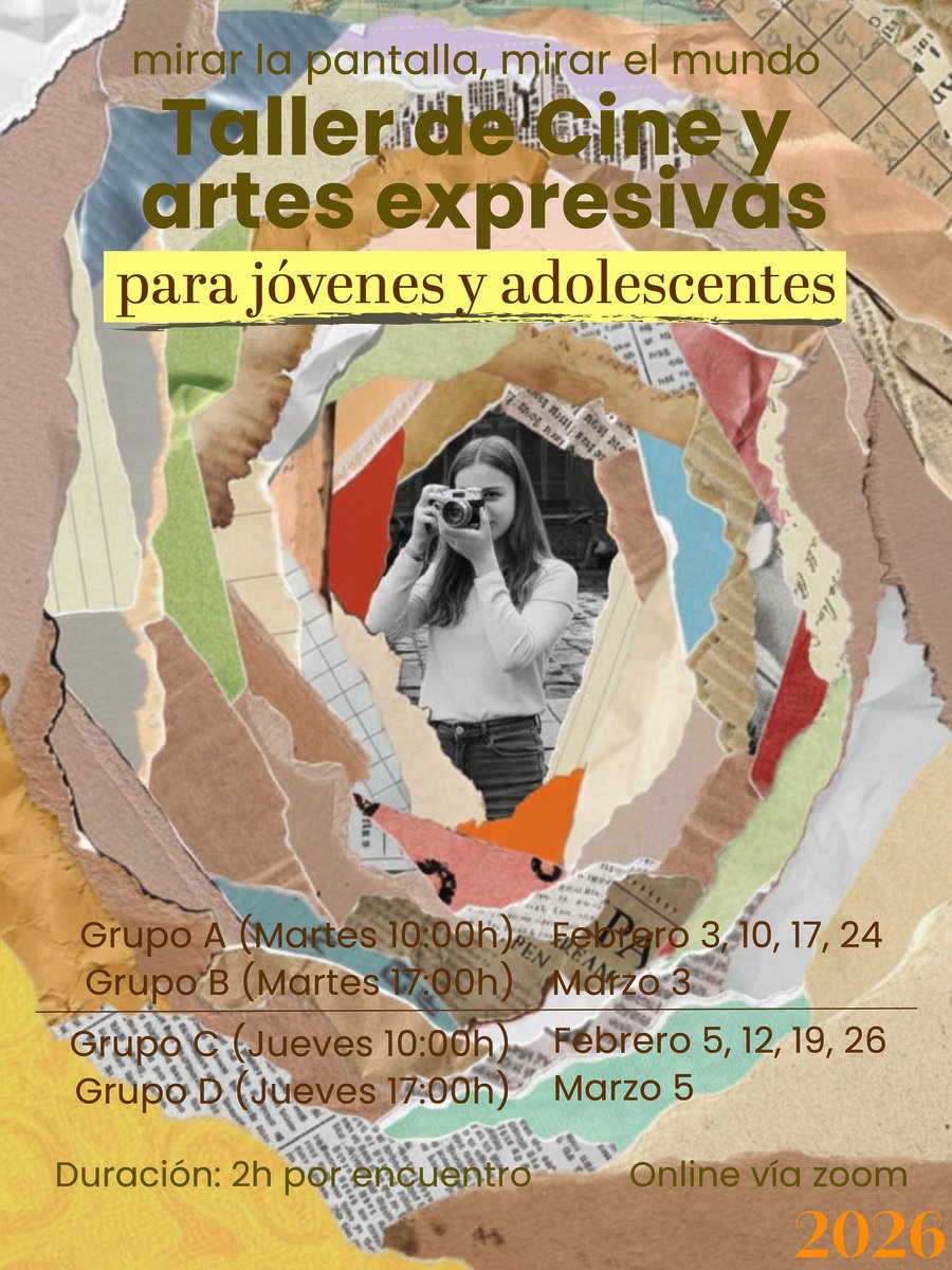 Flyer: Taller de cine y artes expresivas para jóvenes y adolescentes