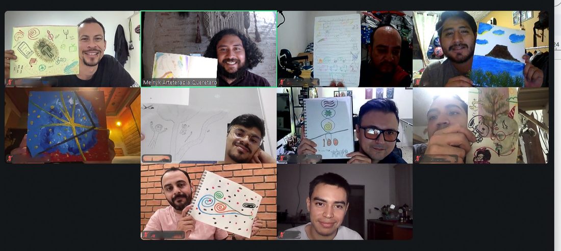 Sesión grupal en línea del taller de arteterapia para hombres